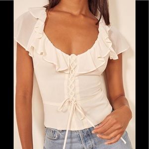 Reformation Ivory Fleur Top Size 4